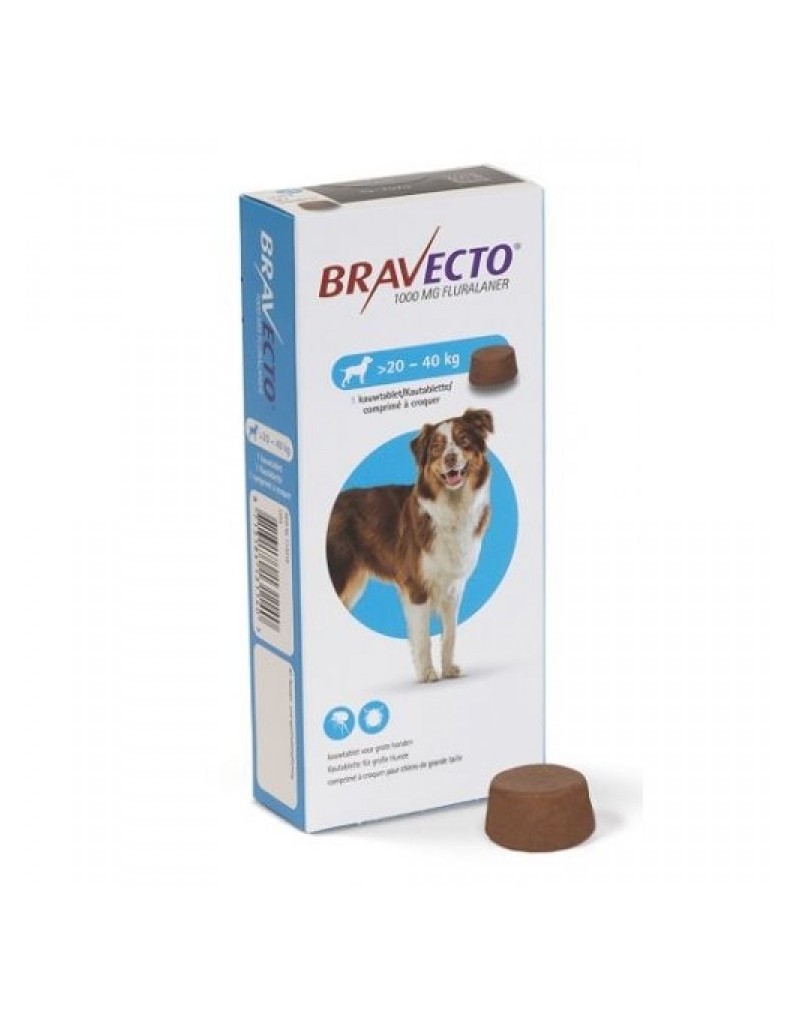 Bravecto - tableta pentru caini intre 20-40 kg 1 tableta 1.000mg