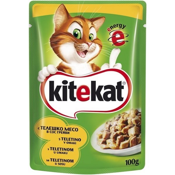 KiteKat Plic Cat cu Vitel 100gr